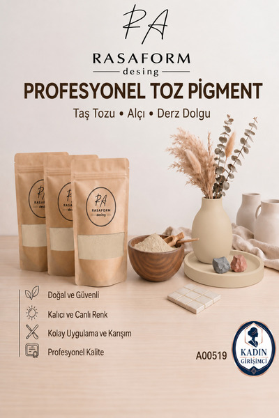 RasaForm Uçuk Bej Toz Pigment – Taş Tozu, Beton, Alçı, Seramik ve Derz boyası...