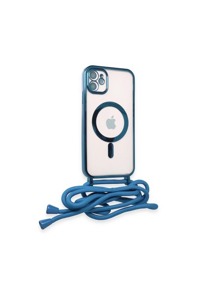 Generic Apple iPhone 11 Kılıf Divo Lazer Askılı Magsafe Kapak - Sierra Blue