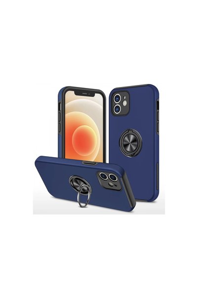 FMA Apple iPhone 12 Case Elite Cover with Ring - Navy Blue