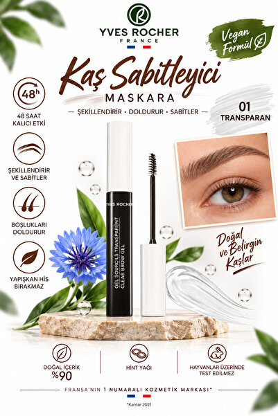 Yves Rocher 48 Saat Etkili Kaş Sabitleyici Maskara Fiber Fırçalı Doğal Görünü...