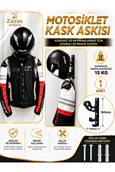 Zayas Shopping Duvara Monte-SİYAH-Motosiklet Kask Askısı, Mont ve Anahtarlık ...