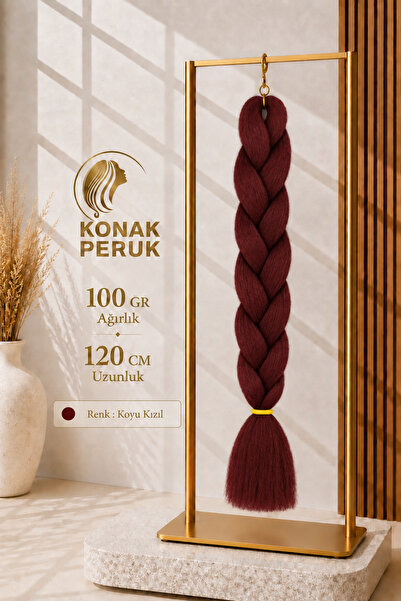 KONAK PERUK Afrika Örgüsü Rasta Ve Box Braid için Sentetik Saç - Koyu Kızıl