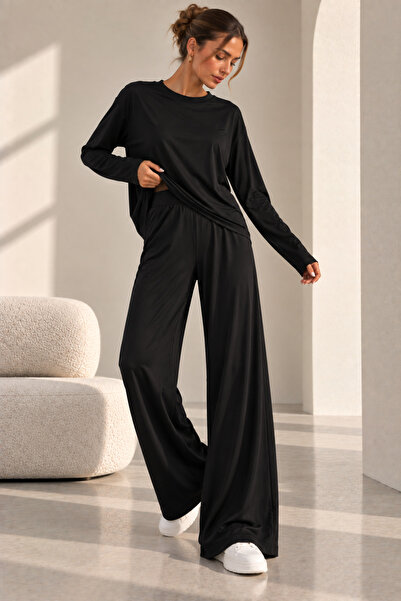 bb butik basic Γυναικείο Σετ Δύο Τεμαχίων με Φαρδιά Μπατζάκια από Ύφασμα Moda...