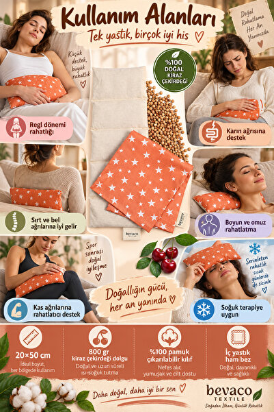 BEVACO Cherry Seed Pillow 20X50 – with Removable Cover