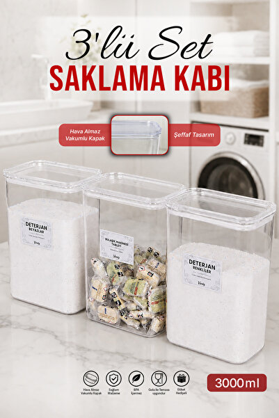 naturelove 3 Adet Vakumlu Kapaklı Tablet ve Toz Deterjan Renkliler Beyazlar E...