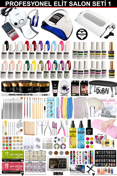 Shena Kalıcı Oje - Protez Tırnak Elit Salon Seti 1 (FREZE-UV-TOZ ALMA | 20Lİ ...