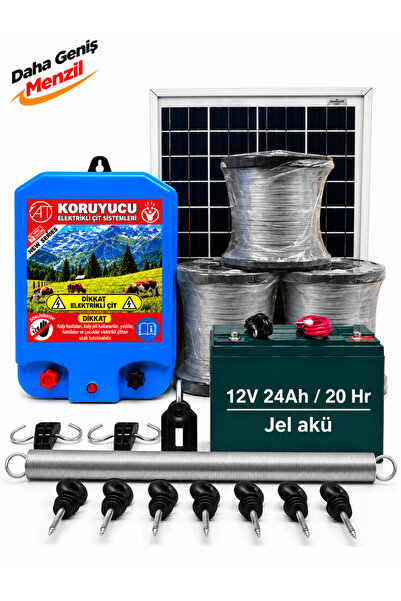 KORUYUCU ÇİT Koruyucu Elektrikli Çit Sistemi Domuz Ayı Kovucu Monokristal Güneş Panelli Akülü (STR-G1500M)