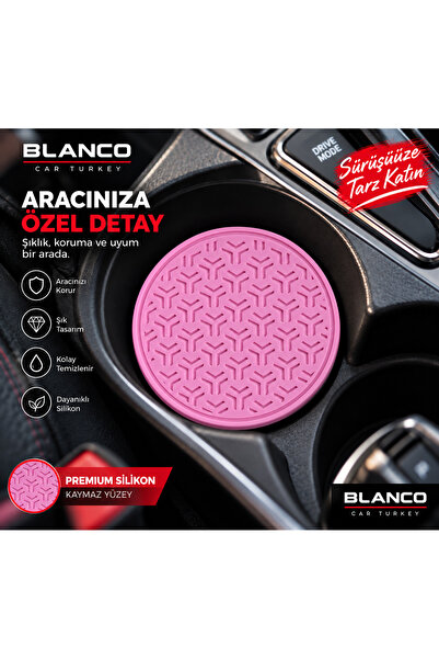 Home Universal Car Coaster Silicone In-Car Dust Pink Color 65 mm 2 Pcs