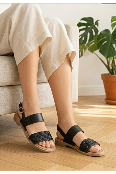 B T Shoes Sandale fara toc Axia negre