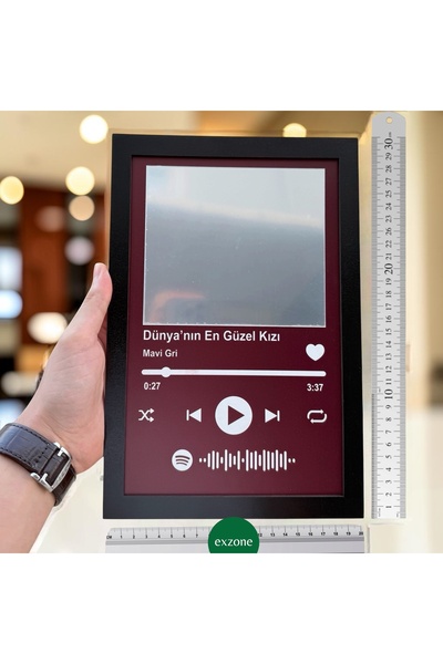 exzone Dünyanın En Güzel Kızı Spotify Kodlu Aynalı Tablo, Makyaj Aynası ve Çerçeve Sevgiliye Hediye