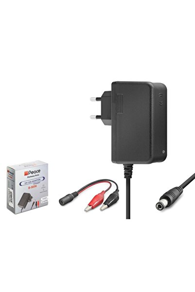 Genel Markalar B5056 Akü Şarj Adaptörü 12V 1.2A 14.4W Krokodil Uç Siyah