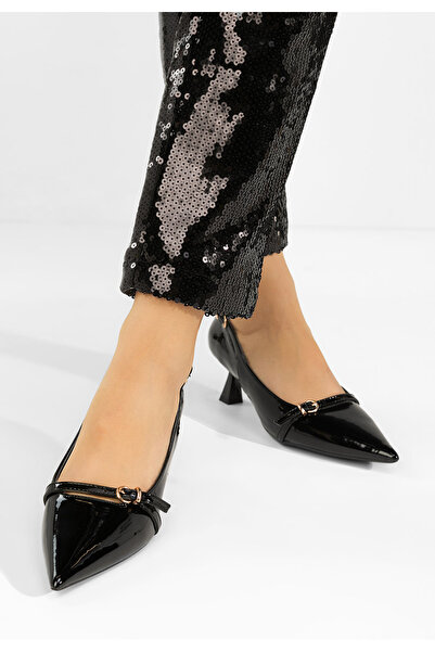 B T Shoes Pantofi stiletto cu toc mic Surie negri