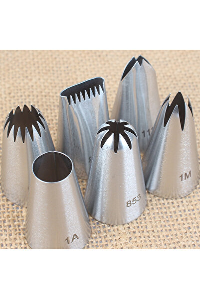 Choice 1A-853-1M-6B-113-895 6pcs Cookies Tip Metal Cream Decorating Tip Sets ...