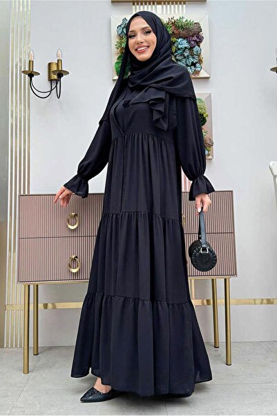 TRENDTESETTÜR KADIN SİYAH BİSİKLET YAKA ELBİSELİ TAKIM T 9583