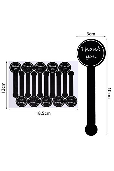 Choice Black -Thank you 100pcs Black Thank You Long Sealing Sticker Pudding B...