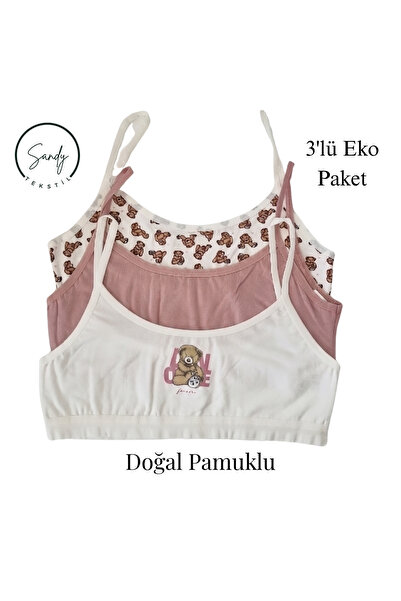 Koza soft Sandy 3 lü Pamuklu Esnek Pedsiz Büstiyer İlk Çocuk Sütyeni