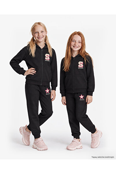 SKECHERS G LW Collage Sweatpant Büyük Kız Çocuk Siyah Eşofman Altı SK2620109-...