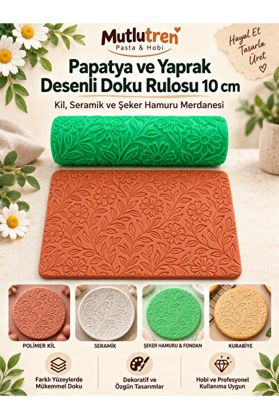 Genel Markalar Papatya ve Yaprak Desenli Doku Rulosu 10 cm – Kil, Seramik ve ...