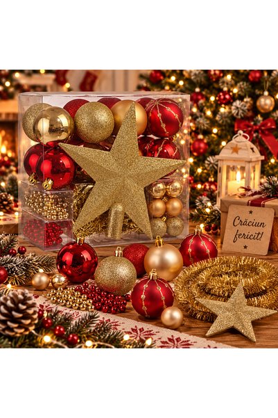 FEERIC LIGHTS & CHRISTMAS Set globuri decorative pentru bradul de Crăciun, 44...
