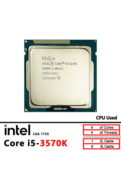 Intel Core i5-3570K i5 3570K 3.4 GHz Used Quad-Core Quad-Thread CPU 6M 77W LG...