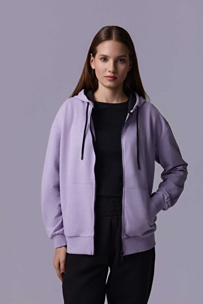 defys Defy’s Kadın Oversize Kapüşonlu Fermuarlı Cepli Sweatshirt