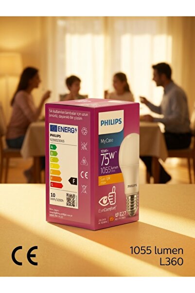 Philips 10W LED Ampul 1055 Lümen 2700K Sarı Işık | Göz Yormayan Doğal Işık | ...