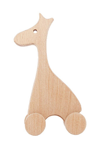 CWWTOYS Curious Giraffe Unpainted Wooden Animal Figure, Solid Beech, 18 Months+