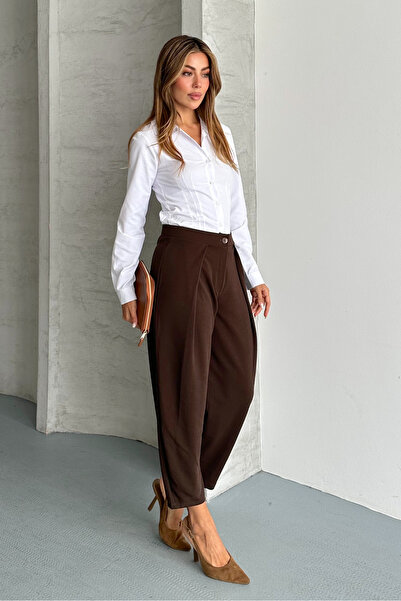 macharel jeans Plissierte, knöchellange Stoffhose mit Ballon-Fit