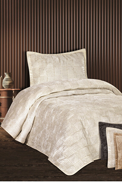 GOLDROOM Home Ranya Kadife Nakışlı Tek Kişilik Yatak Örtüsü