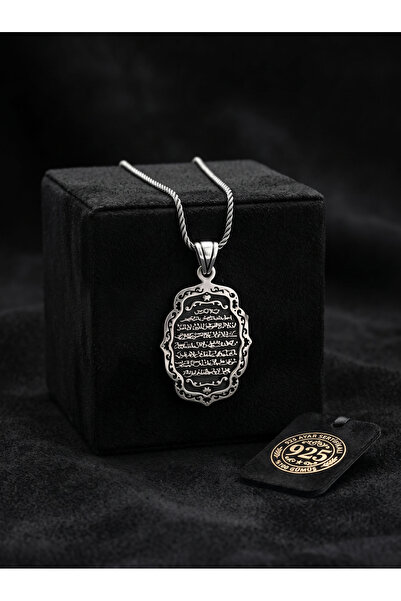 Roza Silver 925 Ayar Otantik Ayet El Kursi Gümüş Kolye