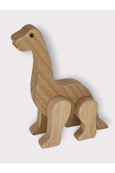 CWWTOYS Dinos Unpainted Wooden Dinosaur Toy, Solid Beech, 18 Months+