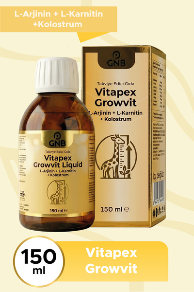 GNB Vitapex Growvit Liquid L-Arjinin Kolostrum L-Karnitin 150 ml Şurup