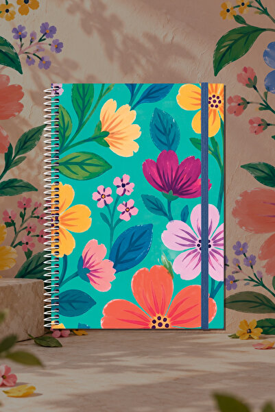 Le Color Bloom Garden Spiral Notebook Lined Blue 13X18 cm