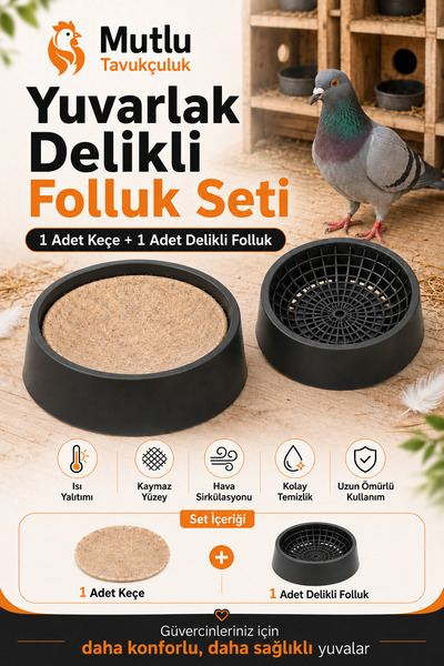 MUTLU TAVUKÇULUK Folluk 1 Adet 1 Adet Keçe Güvercin Delikli Oval Güvercin Fol...