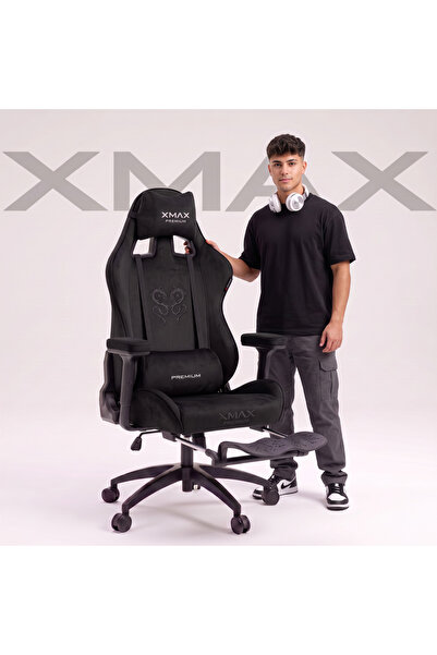 XMAX / Rio Balerion Siyah Terletmez Kadife Kumaş Oyuncu Koltuğu / 120 Kg Taşır