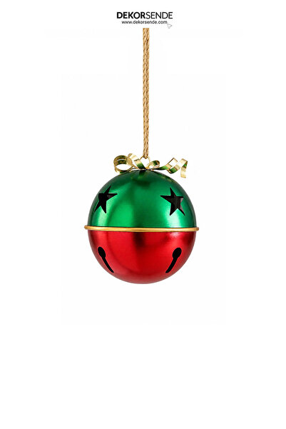 Dekorsende Christmas Metal Rattle Ball Tree and Door Ornament Red Green 40 cm