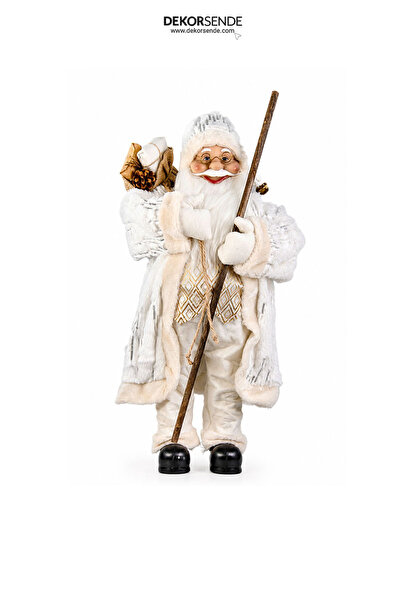 Dekorsende Christmas Standing Santa Claus Figure with Diamond Patterned Cane ...