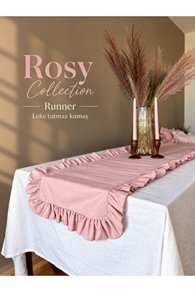 KaiAtelier Rosy Linen Dertsiz Ruffled Runner 50X150Cm
