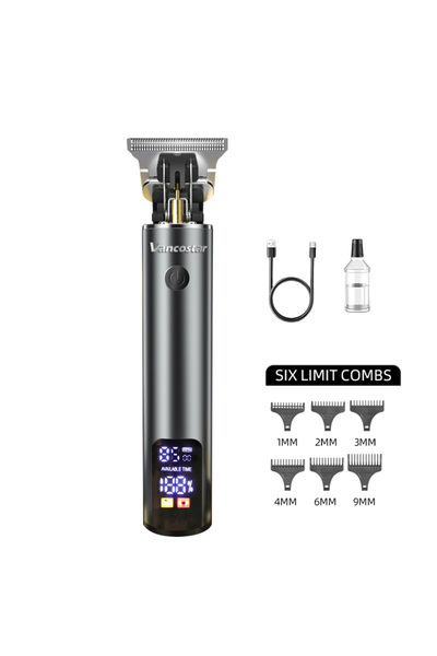 Choice Grey Rechargeable Hair Clipper with LCD Display Professional Metal Ele...