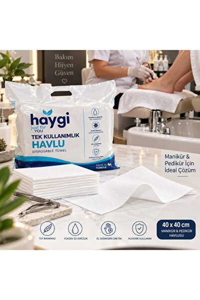 galaksihome Tek Kullanımlık Havlu Manikür Havlusu Pedikür Havlusu 40x40 Cm 10...