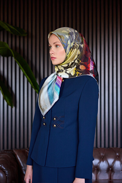 Aker Purple 90X90 Silk Crepe Satin Scarf