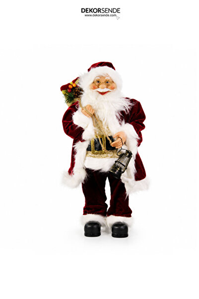 Dekorsende Christmas Santa Claus Figure with Velvet Robe and Golden Buckle Re...