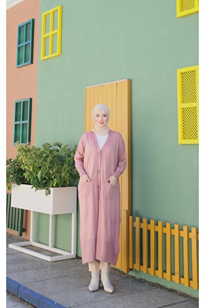 NİSUM MODA Long Buttoned Knitwear Cardigan
