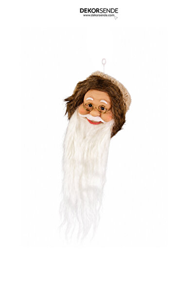 Dekorsende Christmas Ornament Mini Santa Claus Head with Fur Hat Brown 25 cm