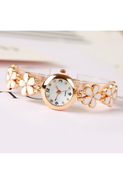 Choice1 white Graceful Women's Quartz Watch: Elegant Black & Pink Floral Desi...