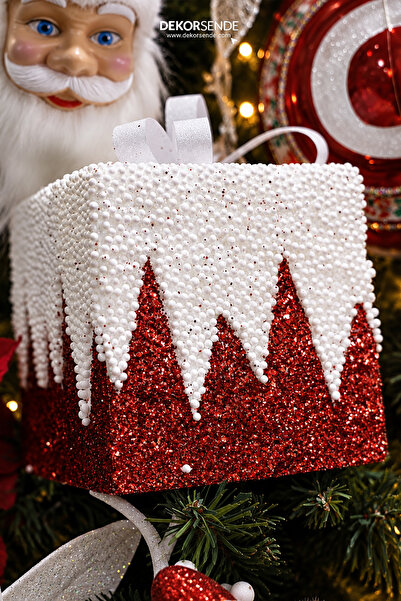 Dekorsende Christmas Ornament Zigzag Gift Box Red 15 cm
