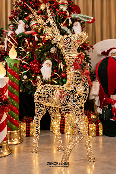 Dekorsende Christmas Ornament Glitter Wire Deer Champagne 110 cm