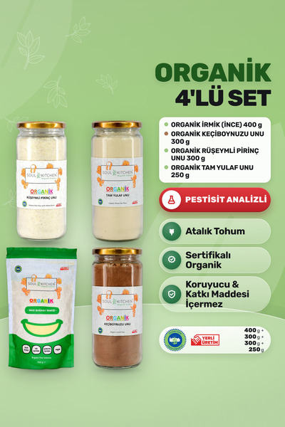 Soul Kitchen Organik Ürünler Organik İrmik 400 g, Keçiboynuzu Unu 300 g, Rüşe...