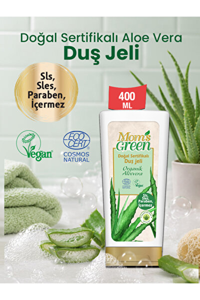 Mom's Green Doğal Sertifikalı Duş Jeli - Organik Aloeveralı 400 ml EcoCosmos