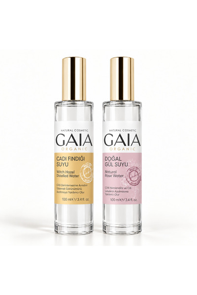 Gaia Organic Doğal Gül Suyu + Cadı Fındığı Suyu 2'li Set 100 ml x 2 - Yüz Ton...